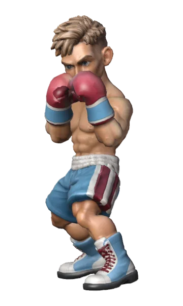 Luca Swift in blue boxing boots
